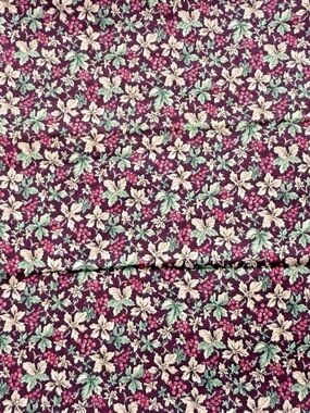 VTG Maroon Red Fall Floral Leaves Cotton Calico Fabric Prairiecore 2 yrd +33"x45